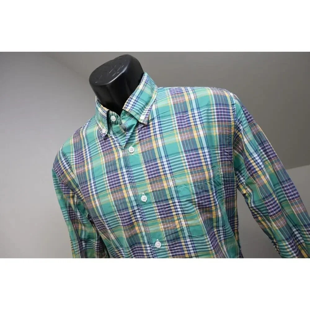 J‎ Crew Light Weight Dress Shirt Plaid Casual Long Sleeve Mens Size Medium